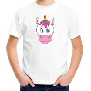 Cartoon eenhoorn t-shirt wit voor jongens en meisjes - Kinderkleding / dieren t-shirts kinderen 122/128