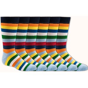 Volledig badstof gevoerde thermo kindersokken | per 6 paar | kleurenmix | thema strepen