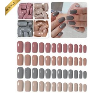GUAPÀ® Plaknagels Nude Tinten | 96 stuks valse nagels | Press On Nails | Zelfklevende Plaknagels | Nepnagels | Kunstnagels | Compleet plaknagels starterspakket | Nagels Wraps | Nail Art | Herfst Nagels | 96 stuks plaknagels Nude Tinten