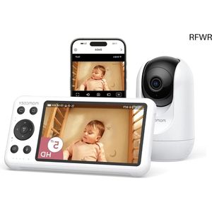 RFWR® Babyfoon met camera-app en nachtzicht - 5 inch wifi-video-monitort met zoom en huilidentificatie