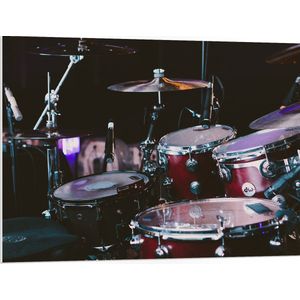 PVC Schuimplaat- Drumstel met Rode Details - 100x75 cm Foto op PVC Schuimplaat