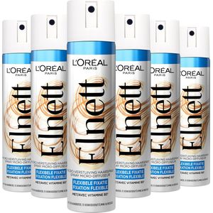 L'Oréal Paris Elnett Flexibel Haarspray Flexibele fixatie - Met Vitamine B5 - Anti-Pluis - 6x 75ML