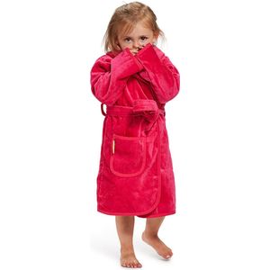 Kinderbadjas roze - capuchon badjas kind - 100% katoenen badjas kind - badjas kinderen - badjas meisjes - Badrock - 0/12 mnd