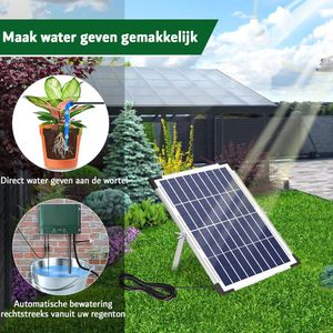 Waterdruppelaar - Irrigatiesysteem - Bewateringssysteem - Zonne Energie - Met Timer - Geplante Planten - Automatisch Watergeefsysteem met USB-voeding - LED-display
