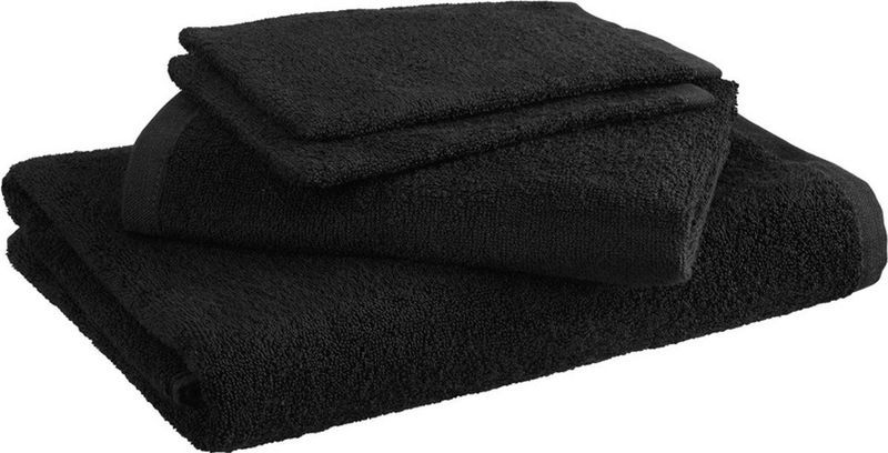 Moodit Badlinnen Troy Black - 2 washandjes + 1 handdoek + 1 douchelaken