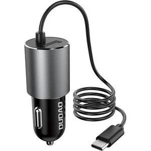 Joyroom Autolader Oplader USB-C & USB-A Snellader - 3.4A (1m) Grijs [Triple Fast Car Charger]