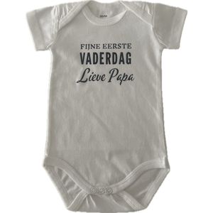 Baby Rompertje - Fijne Eerste Vaderdag Lieve Papa - Korte Mouw - Wit - Maat 56-74