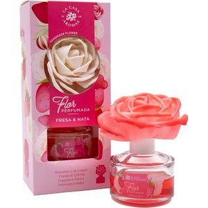 Flor Perfumada geurverspreider in de vorm van een bloem Aardbeien en Crème 65ml