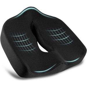 Orthopedisch zitkussen van traagschuim voor bureaustoel en autostoel - Ergonomisch - Zwart