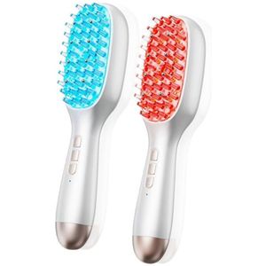 Groothandel Anti-haaruitval elektrische massagekam Trillingsled blauw rood licht spray applicator Elektrische hoofdhuidmassagekam
