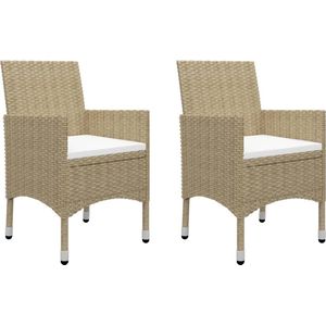 vidaXL 3-delige tuinset beige - Stijlvol en duurzaam Tuinstoel - Acacia Hout - Eettafel - Buitendineren - Lounge Set