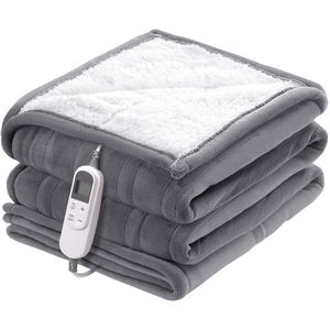 Elektrische Deken - Flanelgrijs - 150 x 200 cm - Queensize - 9 Tijdinstellingen - 6 Warmtestanden