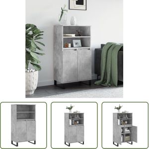 The Living Store Industriële Hoge Kast - 60 x 36 x 110 cm - Betongrijs