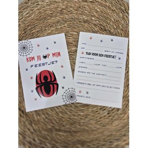 Uitnodiging kinderfeestje Spiderman - 10 stuks - RONA DESIGN® - uitnodigingskaarten - verjaardag - uitnodiging feest - uitnodiging kinderfeestje spinnenweb - uitnodiging kinderfeestje jongens - uitnodiging feestje - A6 formaat - jongens kaart