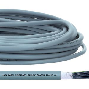 10 meter Lapp 0026122 ÖLFLEX CLASSIC FD 810 stuurstroomkabel 5x0,75 mm² grijs met groen-gele aardgeleider I zeer flexibele sleepkettingkabel PVC kabel voor sleepketting 5G0.75 I stuurkabel 5-draads