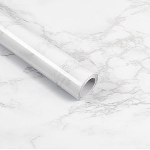 Allecto Premium - Zelfklevend Marmer Contactpapier 40X600cm - Decoratieve Vinyl Film - Waterdicht Meubel Renovatie Stickers - Badkamer Keuken Werkblad - Wit Grijs Graniet Texture - Zelfklevend Behang Roll.