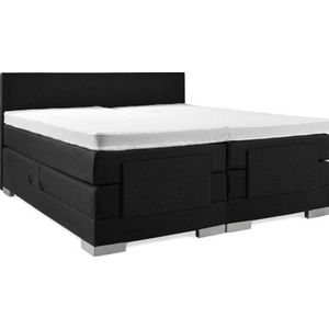 Sweet Sleep Elektrische Boxspring - (130x220) - Incl. Glad hoofdbord - Gitzwart met plint