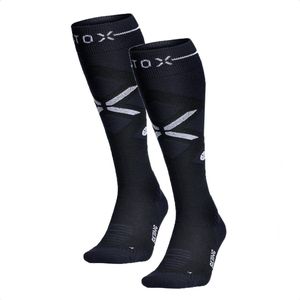STOX Energy Socks - 2 Pack Skisokken voor Mannen - Premium Compressiesokken - Kleur: Donkerblauw/Wit - Maat: XLarge - 2 Paar - Voordeel - Mt 46-49