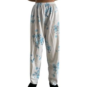 FINE WOMAN® Pyjama Broek met kanten bies 722 M 38-40 wit/blauw
