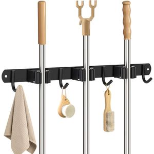Bezemhouder - Bezem Ophangsysteem - Bezemhouder ophangsysteem - Tuingereedschap Ophangsysteem - Gereedschapshouder - RVS - Tuin