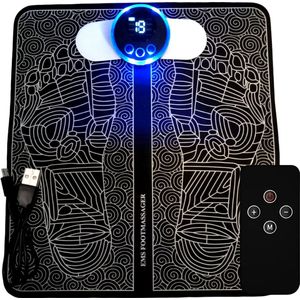 FineMart - Voetmassage Apparaat - Afstandsbediening - Neuropathie - Massage Apparaat - 8 Mode 19 Niveaus - Bloedcirculatie Apparaat - EMS - USB oplaadbaar - Draadloos - Zwart