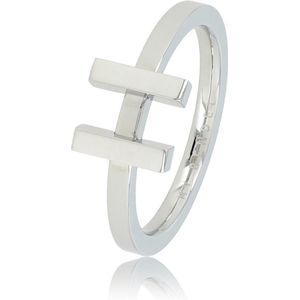 My Bendel - H ring - Zilverkleurig - Leuke H ring die je los kan dragen of in combinatie met onze keramiek ringen - Met luxe cadeauverpakking