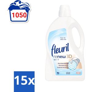 Fleuril - Renew 3D - Vloeibaar Wasmiddel - Witte Was - 70 Wasbeurten - Bulkverpakking - 15 stuks