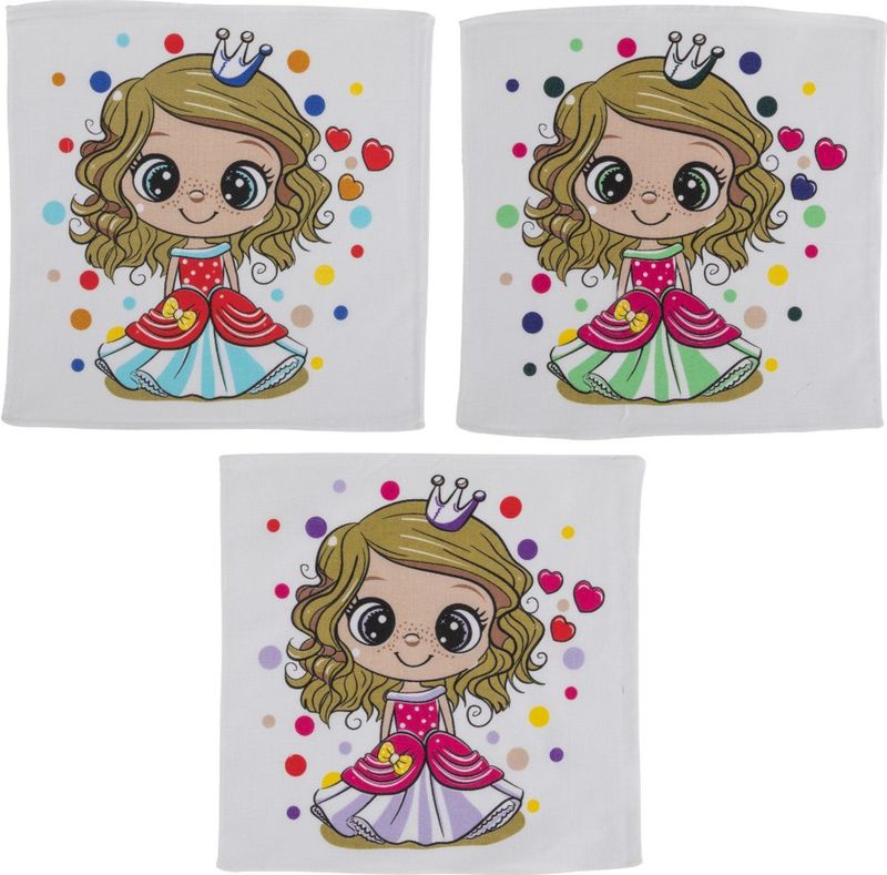 Sofil - Kinderzakdoeken - 12 Stuks - 100% Katoen - Prinsesjes Print - 27 x 27 cm