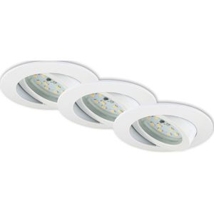 Briloner Leuchten - LED-inbouwlampen, set van 3, plafondlampen dimbaar, LED-module zwenkbaar, elk 6,5 W, 3.000 K IP23