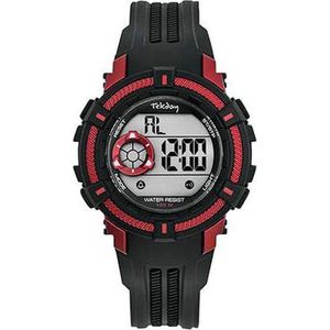 Tekday 654015 digitaal horloge 38 mm 100 meter zwart/ rood