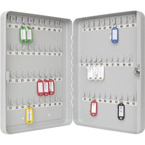 Sleutelkast voor 70 sleutels - Gepoedercoat plaatstaal - 28 x 6 x 37 cm - Veiligheidsslot - Inclusief 2 sleutels - Lichtgrijs