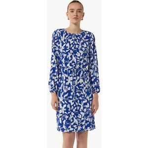 COMMA - Blousejurk - Royal Blue/Koningsblauw/Wit - Knoopsluiting - Lange Mouw