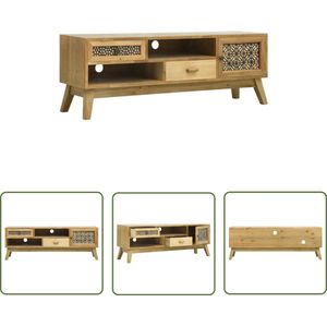 The Living Store Rustieke TV-Kast - 120 x 30 x 42 cm - Met Lades en Deur - Vintage Stijl