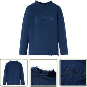 vidaXL Meisjeskleding - Kinderkleding - Kindershirt lange mouwen 116 marineblauw - Lang Mouwshirts - Blauwe Shirts - Kindermode