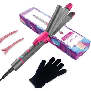 2-in-1 nano-titanium coating krultang en stijltang met lcd-display - 27 instelbare temperaturen - 100-230 °C - krullen en gladmaken - grijs