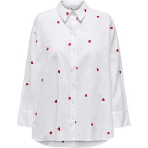 Only Blouse Onlnew Lina Grace Ls Emb Shirt Noos 15283743 Bright White/heart Dames Maat - M