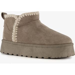 Blue Box gevoerde enkellaarsjes met platformzool - Bruin - Maat 37