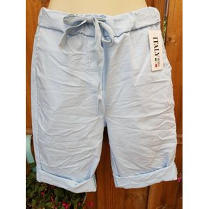 Dames korte broek met aantrekkoord licht blauw One size 38/44