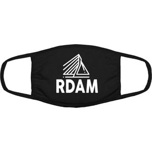 Rdam mondkapje | Rotterdam | erasmusbrug | 010 | havenstad  | grappig | gezichtsmasker | bescherming | bedrukt | logo | Zwart mondmasker van katoen, uitwasbaar & herbruikbaar. Geschikt voor OV
