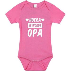 Hoera je wordt opa tekst baby rompertje roze meisjes - Kraamcadeau - Babykleding 92