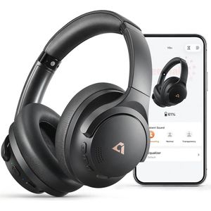 1Mii Y8+ Active Noise Cancelling Headphones, Wireless LDAC Hi-Res Audio with Adjustable EQ, 75 Hours Playtime, Over-Ear Bluetooth Headphones, Comfortable, Foldable Black