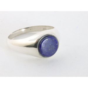 Hoogglans zilveren ring met lapis lazuli - maat 19