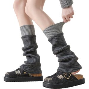 Warme beenwarmers - 40 cm lang - 10 cm breed aan de bovenkant - 14 cm breed aan de onderkant - beenwarmers - dikke warme beenwarmers voor dames in de herfst en winter - inclusief wol - stapelsokken - gebreide sokken beenwarmers
