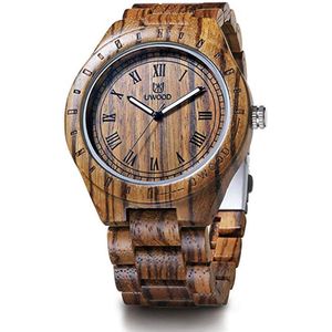 Victorious Houten Horloge – Heren Horloge – Dames Horloge – Bruin Zebrahout –Ø49mm