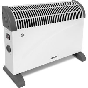 VONROC Elektrische kachel - Convectorkachel – 3 standen: 750W/1250W/2000W - Regelbare thermostaat- Verwarmt ruimtes tot 24m2 - Extra stevige behuizing – Geruisloos – Wit