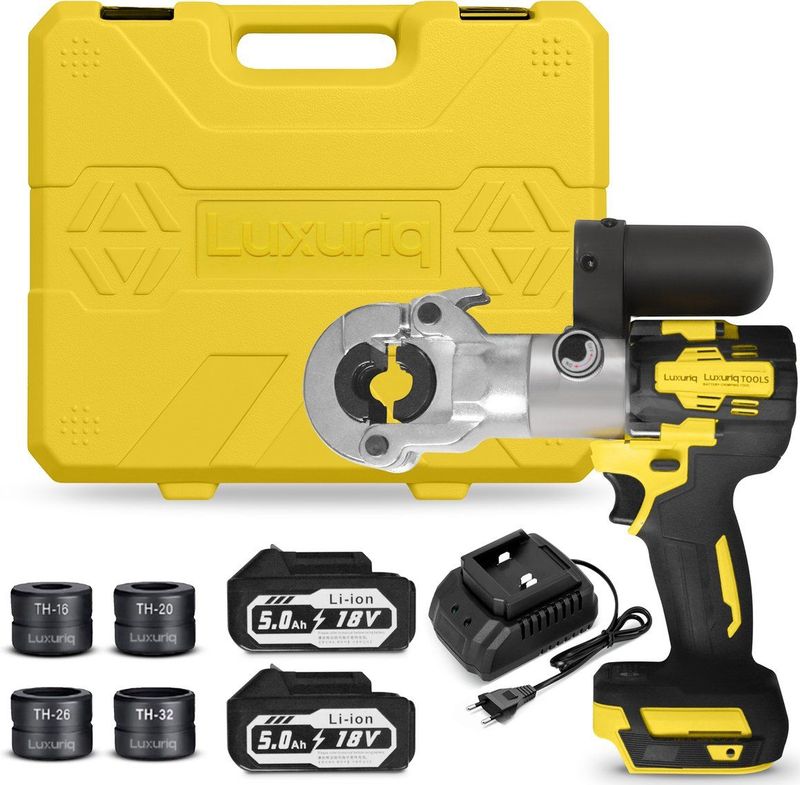 Luxuriq - Accu Perstang - Hydraulische Perstang voor Persfitting - Incl. 2 Accu’s - Roteerbaar 360 Graden