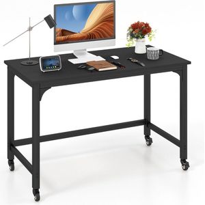 SureDeal® - Bureau - Hout - Met Wielen - Verplaatsbaar - Zwart - 120x60x76 cm - Gaming - Bureau - Slaapkamer - Kantoor