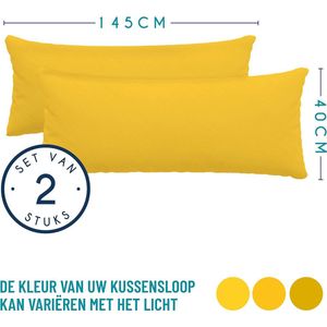 Taie Pillow 40x145 cm (veel 2) 100% katoenen trui 150 gsm - geel - kussensloop 40 x 145 katoen - resistent en hypoallergeen kussendeksel voor kussen