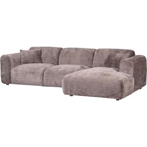 WOOOD chaise longue rechts Cloud - Chenille - Taupe - 80x280x165 cm