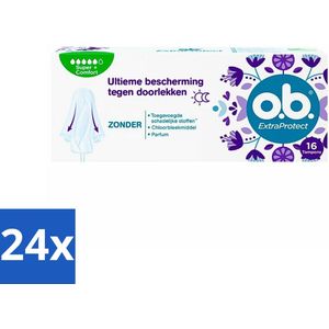 o.b. - Tampons - Extra Protect Super Plus - Betrouwbare Nachtbescherming - 16 tampons - Voordeelverpakking - 24 stuks